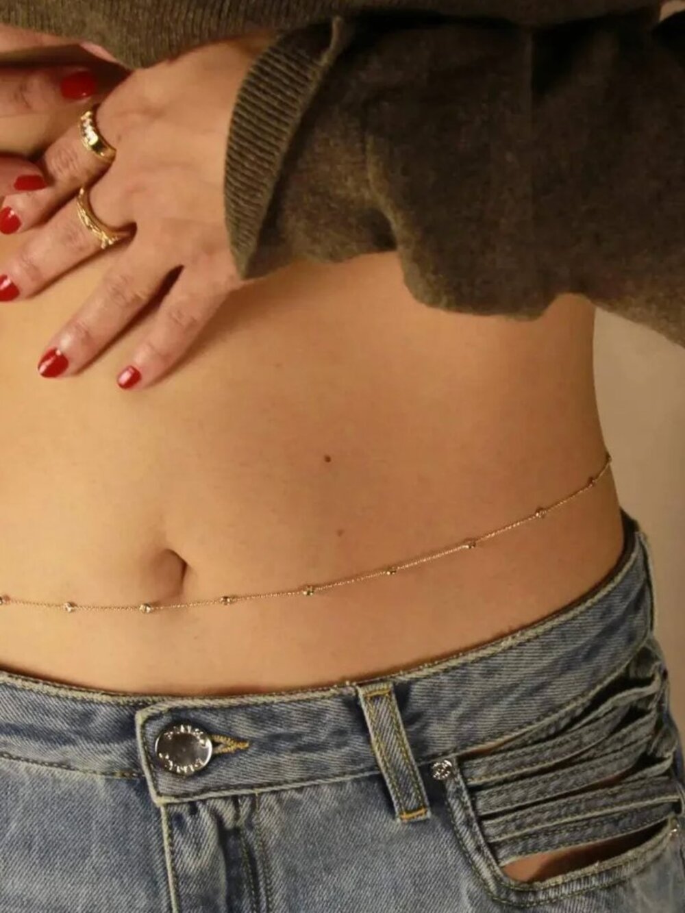 NWT GOLD FILLED & CZ BELLY CHAIN